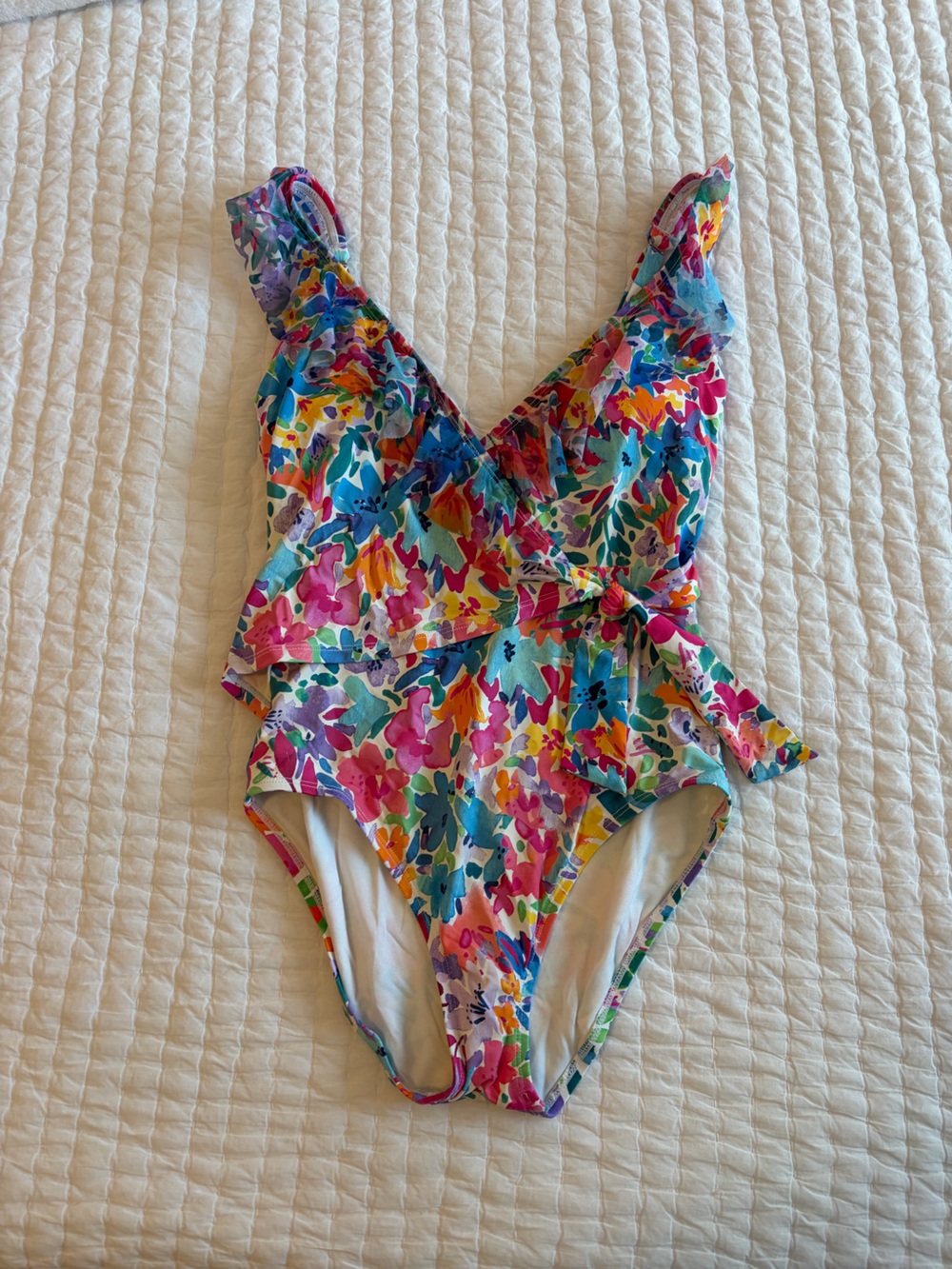 Tommy Bahama Multicolor Floral Wrap-Front One-Piece Swimsuit with Front Tie